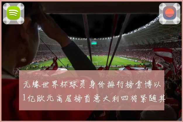 无缘世界杯球员身价排行榜索博以1亿欧元高居榜首意大利四将紧随其后